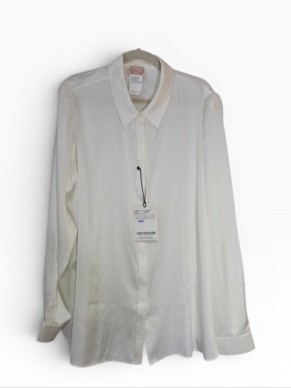 MARINA RINALDI Persona "BADIANA" White Satin Blouse Size 22W New $160